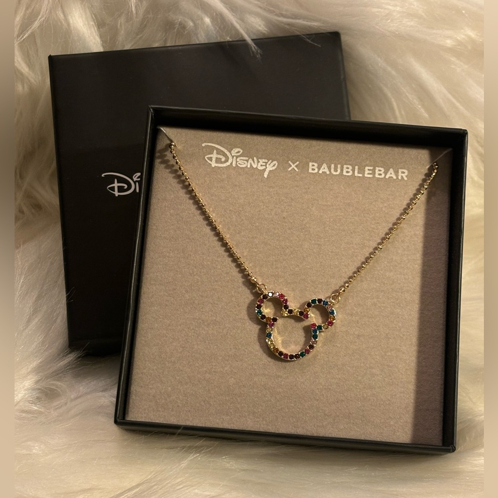 Disney BaubleBar Minnie Multi-Colored Rhinestone Necklace